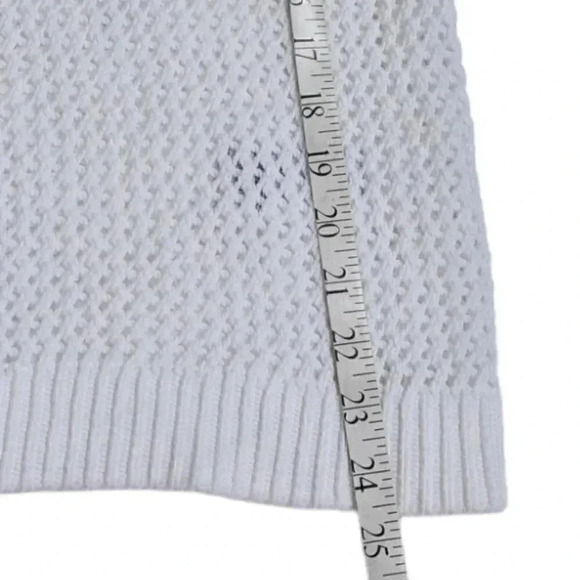 Tommy Hilfiger Open Knit Sweater White V-Neck Sheer  Cotton Size Large - Picture 8 of 8